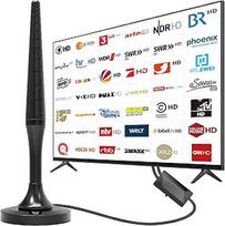 DVB-T2 antena su vidiniu laikikliu - HDTV Zimmerantenne für Fernseher, 500KM Reichweite und 360° Rundumempfang, Mit Magnetfuß, Unterstützt 4K 1080P DVB-T/T2 Alle TV-Geräte