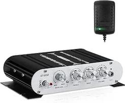 HiFi garso stiprintuvas, 2.1CH stereofoninis stiprintuvas, RMS 20 W x 2 + 40 W ST-838 su žemų dažnių garsiakalbio išvestimi D klasės mini skaitmeninis galios stiprintuvas imtuvas su AUX, skirtas namams, automobilio garsiakalbiui, juodas (įskaitant maitini