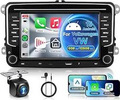 Hodozzy 6G + 128GB 8 branduolių automobilinis radijas VW Golf Passat Seat Skoda Jetta Polo Caddy Touran Tiguan T5 Android radijas su Bluetooth Navi, 7 colių jutiklinis ekranas su Carplay Android Car, WiFi Canbus DSP FM