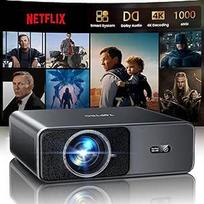 Išmanusis projektorius 4K - [suderinamas su "Netflix" ir "Dolby Audio"] 1000 ANSI automatinis fokusavimas ir 6D geometrijos korekcija, "TOPTRO" projektorius 4K namų kinui "WiFi 6" / "Bluetooth" Full HD 1080P HDR10 lauko projektorius mobiliajam telefonui