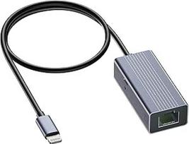 IVSHOWCO "Lightning" ir RJ45 Ethernet LAN tinklo adapteris "iPhone" [Apple MFi Certified], "iPad" ir Ethernet adapteris su įkrovimo prievadu, 100Mbps greitaveika, "Plug and Play" (1,65 pėdos)