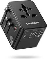 LENCENT kelioninis adapteris Worldwide PD 45W, universalus kelioninis adapteris su 3 USB C, 2 USB A tarptautiniais lizdais, skirtas Vokietijai, JAV, Anglijai, Airijai, Japonijai, Australijai ir kt. 200+ šalių