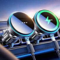 LISEN 15 W Magsafe automobilinis telefono laikiklis su įkrovimo funkcija, Mag Safe Charger automobilinis įkroviklis su įkrovimo funkcija, įkroviklio magnetas iPhone 17/16/15/14/14/13/12 serijai