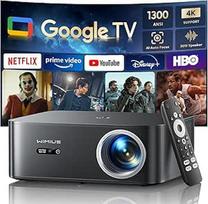 Projektorius 4K [1300 ANSI|Google TV] FHD 1080P projektorius Namų kino 4K palaikomas, automatinis fokusavimas Automobilis Keystone korekcija 30 W išmanusis dienos šviesos projektorius Oficialios licencijos programos WiFi 6 Bluetooth namams