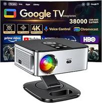 Projektorius 【1500 ANSI ir "Google TV"】 HORLAT projektorius 4K namų kinui, Full HD 1080P WiFi6 "Bluetooth", automatinis fokusavimas / trapecijos korekcija, valdymas balsu, projektorius su 360° pasukamu stovu