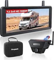 Saulės atbulinės eigos kamera Belaidis 7,2 colių 1080P HD: Split Screen monitorius su stipriu signalu Greitas 1 minutės montavimas DVR įrašymas Krepšys atbulinės eigos kameros nameliams ant ratų, sunkvežimiams, priekaboms, kemperiams