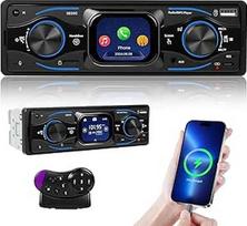 SIXTOP Automobilinis radijo imtuvas "Bluetooth 1Din" su 2,17 colių išmaniuoju jutikliniu HD ekranu, su vairo valdymu, 7 spalvų apšvietimu, USB/TF/AUX/EQ, C tipo greituoju įkrovimu FM automobiliniam radijui MP3