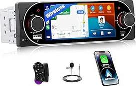 SIXWIN 1 DIN automobilinis radijas su "CarPlay" ir "Android Car", 5,1 colio HD IPS jutiklinio ekrano radijas su "Bluetooth" / "Mirror Link" / USB 2 / FM / Type-C / EQ / vairo valdymu + mikrofonas