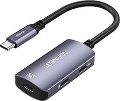 USB C į AR akinius su įkrovimo adapteriu, C tipo monitoriaus ir įkrovimo keitiklis 100W PD, 4K @ 60Hz, suderinamas su "iPhone 15/16 Viture/Rokid/Xreal AR akiniais (dvigubas USB C)