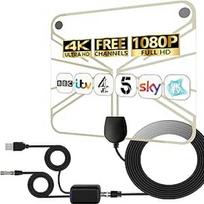 Vietinių kanalų vidaus TV antena - 4K HD sustiprinta skaitmeninė HDTV antena su signalo stiprintuvu - 360° ilgio priėmimo antena visų tipų televizoriams