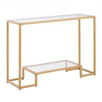 Konsolinis stalas, 107x35.4x75.5 cm, auksinis, stiklas ir geležis