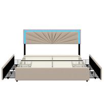 Minkšta lova 160×200 cm su LED apšvietimu ir 4 stalčiais