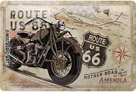Nostalgic Art 22279 Route 66 dviračių žemėlapis | Vintažinė retro skardinė iškaba | Sieninė plokštelė | Sienų dekoracija | Metalas | 20 x 30 cm, 20 x 30 x 0.2 cm