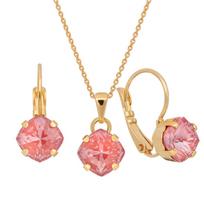 Papuošalų rinkinys moterims DiamondSky "Magical Square (Maroon Ignite)" su Swarovski kristalais