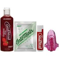 Oralinio gelio rinkinys Doc Johnson GoodHead Lick It Kit Strawberry, 4 vnt.