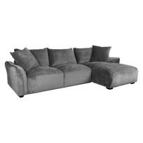 Kampinė sofa DIVI Dešininis Kampas, Pilka Veliūro Danga