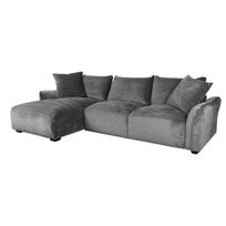 Kampinė sofa DIVI LC Pilka, Aksominė, Kairinis Kampas