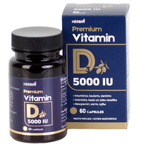 Vitaminas D3 5000TV HERBIN PREMIUM, 60 kaps. (Dabar -20%)