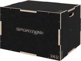 SPORTNOW šokinėjimo dėžė, 3 in 1 plyo dėžė su rankena, plyometrinė platforma namams, sporto salei, juoda