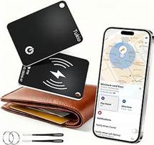 "Air Tags" (juodos spalvos), 2 vnt., išmanioji sekimo kortelė, suderinama su "Apple" Kur yra? (tik iOS), "Bluetooth" seklys su belaidžiu įkrovimu, IP68 vandeniui atsparus, raktų ieškiklis su raktų pakabuku / nailoniniu dirželiu.