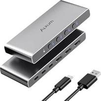 "Alxum" HDMI jungiklis 4 in 1 Out, 4K @ 60Hz HDMI jungiklis, 2 x C tipo įėjimai, su automatiniu perjungimu, palaiko HDR10, HDCP 2.3, suderinamas su nešiojamuoju kompiuteriu, asmeniniu kompiuteriu, PS5, "Xbox