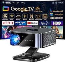 "Beamer 4K【Google TV" ir "Autofokus/1500 ANSI】 Full HD 1080P HORLAT Smart Projektor 38000 Lumen mit WiFi 6, Bluetooth, Sprachassistent, Heimkino/Outdoor Video Beamer Netflix