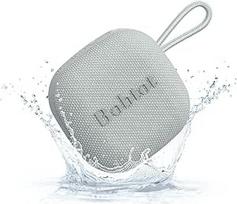 "Bobtot" nešiojamasis "Bluetooth" garsiakalbis, IPX7 vandeniui atsparus, nedidelis belaidis garsiakalbis duše, 16 valandų veikianti baterija, sodrūs bosai, TWS, integruotas mikrofonas ir nešiojimo dirželis, pilkas