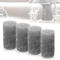 "Candelo" 4 "Ambiente Rustic Pillar Candle" žvakių rinkinys - pilka - didelė kaimiška 12 cm žvakė - ilgai dega apie 60 valandų Kalėdinės žvakės Advento vainikas