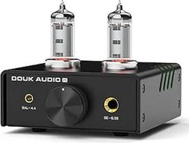 "Douk Audio Mini Tube Headphone Amplifier" ausinių stiprintuvas: Stalinis stereofoninis HiFi stiprintuvas su 4,4/6,35 mm lizdu, palaiko 16-600 omų varžą (aliuminio lydinys)