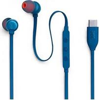 "JBL Tune 310C" ausinės - laidinės vidinės ausinės su "JBL Pure Bass" garsu, mikrofonu ir USB-C prievadu - mėlynos spalvos