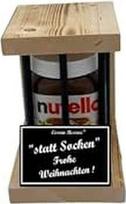 "Nutella" - avarinis rezervas - juodas leidimas - vietoj kojinių Linksmų Kalėdų - dovana Kalėdoms - "Nutella" dovanų idėja su medžiu vyrams ir moterims