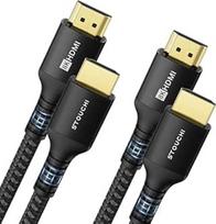 "Stouchi" 2 m HDMI kabelis 8K, Ultra HD 48Gbit/s didelės spartos 8K60hz 4K120hz 144Hz 165Hz RTX, DSC eARC Dynamic HDR10 4:4:4 HDCP 2.2 ir 2.3 Dolby, HDMI 2.1, suderinamas su PS5/Xbox Black, 2 pakuotės