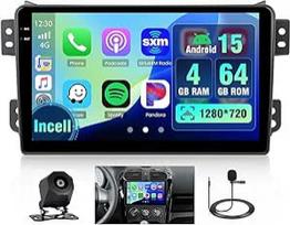 4+64G Android automobilinis radijas su ekranu Suzuki Splash Ritz/Opel Agila 2004-2014 Belaidis Carplay, automobilinis radijas su navigacija, 9 colių įstrižainės ekranas, Android Car/FM/RDS/Reversing Cam