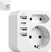 6-in-1 JAV adapterio kištukinis lizdas, adapteris JAV Vokietija kištukas su 3USB 1USB C (3.4A), kelionių adapteris Amerika kištukinis lizdas maitinimo adapteris Amerikai Kanadai Tailandui Meksikai