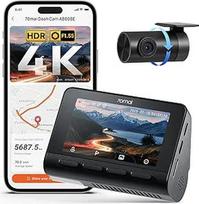 70mai A800SE Dash Cam automobilio priekinė galinė 4K HDR 2160P + 1080P, dviguba automobilio kamera 3 colių IPS, F1.55 diafragma, naktinis matymas, 210 sekundžių buferis, avarinis išankstinis įrašas, parkavimo stebėjimas (neįeina į mikrokamerą)