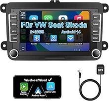 Automobilinis radijas su ekranu "Bluetooth" VW Polo Golf 5 6 T5 Passat Caddy Seat Skoda, 2DIN automobilinis radijas 7 colių jutiklinis ekranas Android 13, su DAB Navi WLAN Carplay Android Automobilis vairas Ctrl