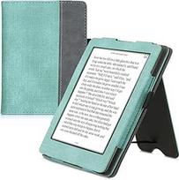 kwmobile Flip Case Compatible with Kobo Glo HD/Touch 2.0 - Hand Strap - Cover Mint Green Dark Grey