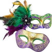 Mardi Gras kaukė su plunksnomis - Venecijos poros karnavalo kaukės maskarado vakarėliui Cosplay vakarėlio temos kamuolys