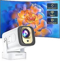 Mini projektorius Salange, 8K 1080P automatinio fokusavimo projektorius, nešiojamasis projektorius su "WiFi 6" ir "Bluetooth 5.4", automatinis lizdinės plokštumos koregavimas, 4K palaikymas, išmanusis projektorius su "Android 14.0", namų kinas