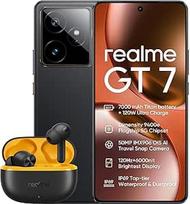 realme GT 7 5G išmanusis telefonas 12 + 256GB mėlyna AMZ versija su įkrovikliu + T200 Lite juoda
