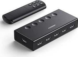UGREEN HDMI jungiklis 5 in 1out HDMI skirstytuvas 4K @ 60Hz Palaiko 3D/CEC/HDR/HDCP 2.2 Suderinamas su PS5/4, "Xbox", "Apple TV", "Skybox", "Blu-Ray", HDTV, monitoriumi ir kt.