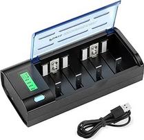 Universalus AA/AAA/SC/C/D/9V NI-Mh/NI-CD ir 9 V ličio jonų įkraunamų baterijų įkroviklis su iškrovimo funkcija ir LCD ekranu Greitasis įkrovimas