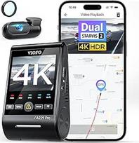 VIOFO A229 Pro 4K + 2K Dual STARVIS 2, HDR priekinė galinė prietaisų kamera automobiliui, valdymas balsu ir 5GHz "Wi-Fi" "Wi-Fi" automobilinė kamera, itin tiksli GPS su CPL filtru, "Super Night Vision 2.0", balso išvestis, iki 512GB maks.