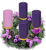 Violetinis lankas Advento vainiko žiedo žvakių laikiklis stulpinėms Advento žvakėms - didelis dydis - Kalėdų Advento vainikų žvakių laikiklis - Advento žvakių dekoracijos - Advento dovanos