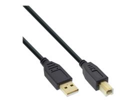 InLine® USB 2.0 Cable Type A male / Type B female black, gold plated, 1.5m
