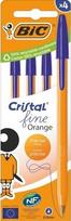 Bic Orange Fine Cristal mėlyni rašikliai, 4 vnt.