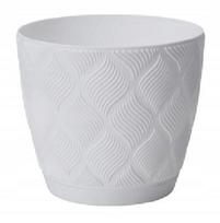 Gėlių vazonas baltas 13,7x14,8cm ECO klasikinis plastikas su pagrindu Flow Petit
