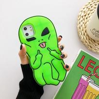 Animacinis 3D vidurinio piršto Alien minkštas silikoninis dėklas, skirtas iPhone 14 13 12 11 Pro Max X XR Xs Max 7 8 Plus Se 2020 apsauga Galinis dangtelis For iphone 6 juoda