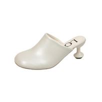 Elegantiškos moteriškos šlepetės Madingos vidutinio kulno Odinės flip-flop'ai Mules avalynė Vasarinės Dizainerių šlepetės femme sling moteriški batai 35