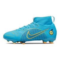 Nike Mercurial Superfly 8 Academy MG GS Blueprint Pack vaikiški sportbačiai, chloro mėlyna, Marina Laser oranžinė, DJ2854-484 36